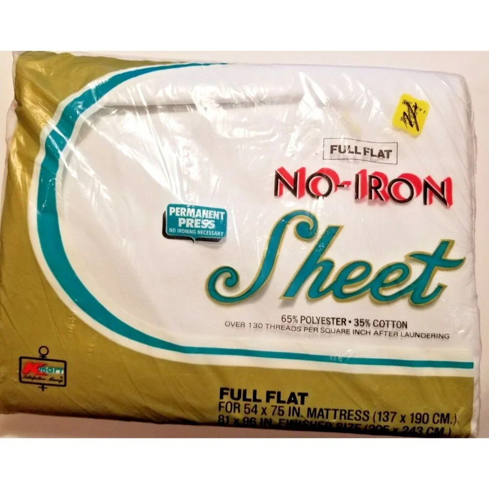Vintage Kmart Full Flat Sheet No-Iron Permanent Press New Old Stock White